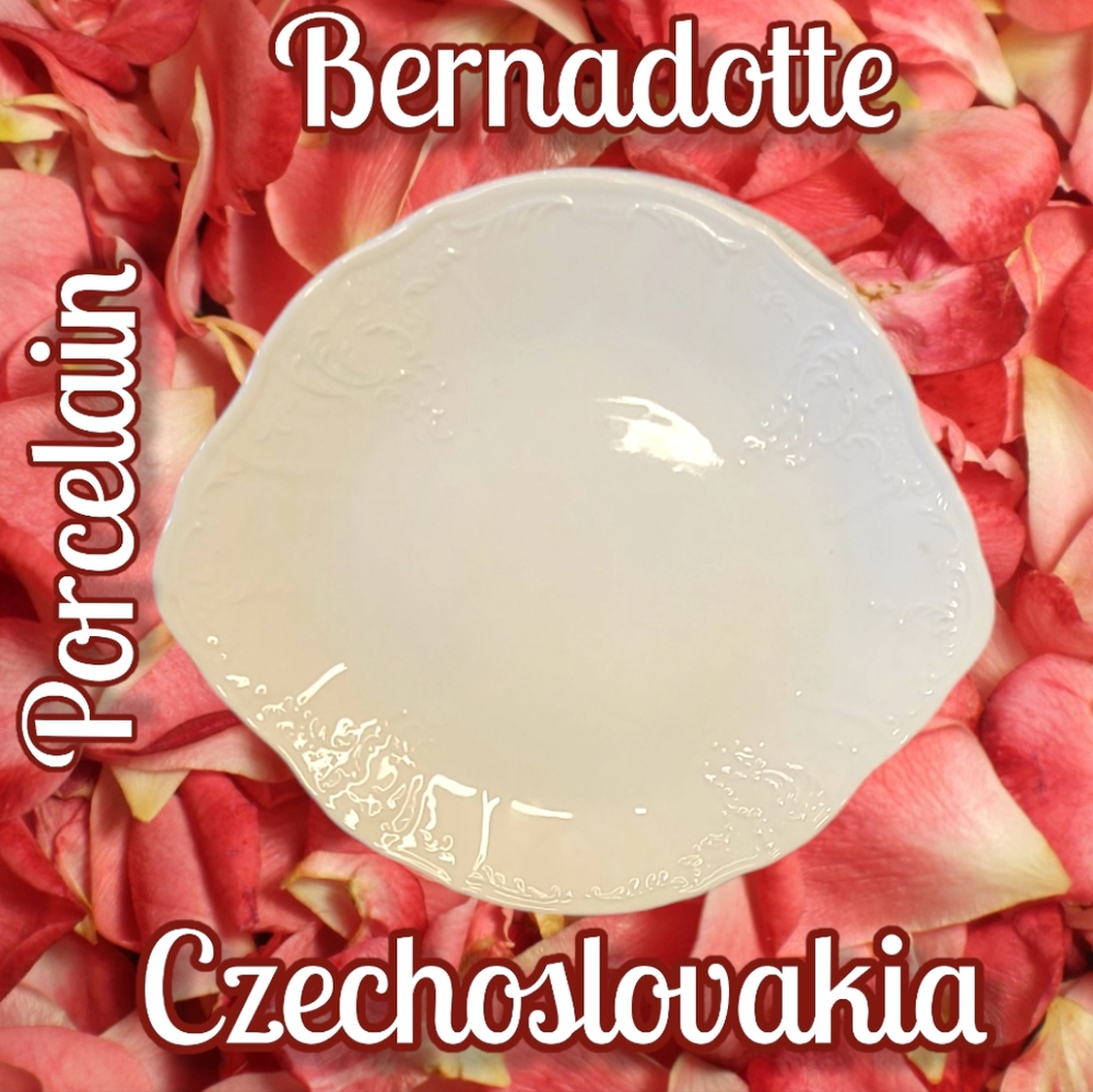 Vtg Serving Plate Tab Handles Bernadotte White Porcelain Czechoslovakian